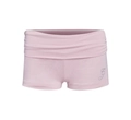 Pink modal gymnastics shorts with lace trim and silver glitter logo detail - XS / Shorts / Pink