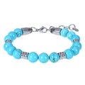 Close-up of S925 sterling silver lobster clasp and natural turquoise beads texture - Turquoise Bracelet