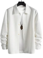 Détail macro d'une veste décontractée blanche avec texture jacquard géométrique unique - S / Blanc