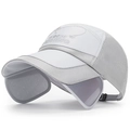 Light gray outdoor fishing hat with retractable side brims and breathable mesh panels - Adjustable / Light Gray