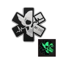 Luminous PVC MEDIC tactical patch with skull and Star of Life in black and white finish - Black White Luminous MEDIC