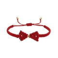 Handmade red braided cord bracelet with central bow design and gold beads - Handmade Red Bow String (X-B23090201A)