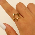 Minimalist 18K gold plated stainless steel open ring with hollow star design - 18K Gold Hollow Star (12347)