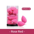 Set of 10 rose red teardrop makeup sponges with snowflake patterns in a storage jar - 10 Pcs/Jar - Rose Red (10)
