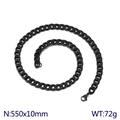 550x10mm schwarze Edelstahl-Panzerkette mit Karabinerverschluss, Gewicht 72g, Hip-Hop-Stil - 55cm / Schwarz