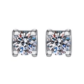 Classic silver stud earrings featuring round brilliant cut solitaire stones in 4-prong setting - TED271-Square Four-Prong Studs
