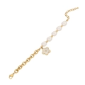 Gold-toned pearl chain bracelet featuring a white flower pendant with a sparkling crystal - Flower Charm Style(6#)