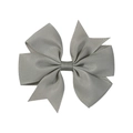 Classic handmade grey grosgrain ribbon bow hair clip for children with textured finish - Gray
