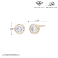 Detailed view of S925 silver round zircon stud earrings with precise measurements - Large Style/Gold Plated (5MM)