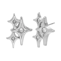 Elegante silberfarbene Edelstahl-Ohrstecker mit gestapeltem Multi-Stern-Geometriedesign - Stahlfarbe