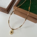 Vintage tiger eye stone beaded necklace with antique gold hardware and mixed beads - Tiger Eye Necklace XL0393