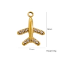 14K gold plated airplane pendant with sparkling rhinestones for DIY jewelry making - 13 Airplane