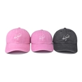 Matching set of washed cotton baseball caps with Mama and Mini embroidery for family - 3-Piece Family Set (Mixed 1) / Mixed Color (Pink+Grey)