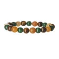 Bracciale in pietre naturali da 8mm con perle occhio di tigre e agata avventurina - Occhio di Tigre + Macchiato Verde + Topazio