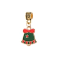 Christmas bell charm pendant in red and green with golden bow for DIY jewelry making - Style 32-Festive Bells