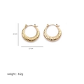 Detail view of gold hammered texture irregular earrings with dimensions 2.3cm and 8.2g weight - Hammered Round U (A0177F)