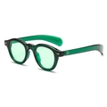 Vintage round sunglasses with translucent dark green resin frame and light green lenses - Green Frame Transparent Green Lens