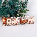 Four-section wooden Christmas train ornament with festive figurines in brown and white - Brown 4-Section (2506-B) / Brown