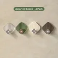 Set of 4 luxury wall hooks in green, white, brown and grey with vertical stripe design - Mixed Colors (Pack of 4)