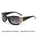 Chic Y2K butterfly sunglasses with black frames and grey polarized gradient lenses - Black Gold Frame/Grey Gradient