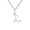 Elegant silver stainless steel necklace with cursive letter R and heart pendant - Letter R / Steel