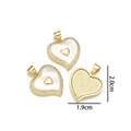 Detailed view of heart pendant with shell inlay and diamonds, dimensions 1.9cm by 2.0cm - Big and Small Hearts (Natural Shell)