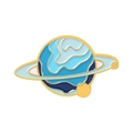 Pin's planète Saturne en émail dégradé bleu et métal doré pour sacs et vêtements - Saturne Azur (xz4956)