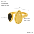 Golden open ring with black onyx and citrine teardrop stones in 18k gold plated finish - Gold With Black And Yellow Water Drop Natural Stone (ZR1150G)