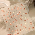 Adesivi per unghie TL-449 con petali arancioni sfumati e foglie dorate eleganti - Rilievo Bordo Dorato Floreale Arancione (TL-449)