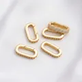 Vergoldete 14K ovale Federverschlüsse mit Zirkonia-Inlay für DIY-Schmuckherstellung - 14K Gold Zirkonia Ovaler Verschluss 20x10mm