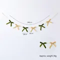 180cm Christmas velvet bow garland in dark green and beige for tree decoration - Light Green & Beige Mixed