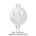 Detailed view of silver smiley face charm in stainless steel with size 10x14mm - Smiley Face / Silver