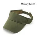 Army green open top sun visor hat in vintage cotton canvas with adjustable strap - Army Green