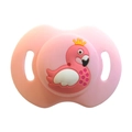 Pink baby pacifier with a funny 3D flamingo character and crown for infants - Flamingo Pacifier / Pink