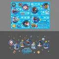 Pegatinas navideñas azules para ventanas con Papá Noel y renos, pack de 4 hojas 20x30cm - Juego Azul de Navidad (BQ544ABCD)
