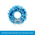 Blauer Weihnachtskranz mit silberner Schleife und Kugeln, Standardversion 30cm - Standard / 30cm Blauer Spitzer Kranz