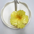 Translucent yellow flower hair claw clip with elegant glossy resin finish and sharp details - Yellow (Rolled Flower)