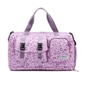 Purple leopard print travel bag with large capacity and multi-pocket functional design - Purple