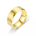 Men's titanium steel wide ring with gold brushed finish and polished edges - US 6