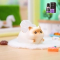 Cute beige cat resin oil diffuser with a lavender essential oil bottle set for desk - 1244-1 Siamese Cat with White Crystal and Oil