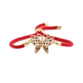 Adjustable red rope bracelet featuring a gold butterfly charm with colorful zircon stones - Butterfly + Red Rope