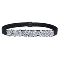 Zwarte elastische tailleband voor dames met fonkelend kristallen bloemenpatroon - 68CM / Wit