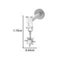 F136 titanium silver labret with rectangular zircon and dangling starburst charm - Rectangle Stone with Star Charm (T2536-1# Silver)