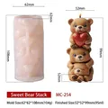 Stampo in silicone orsetti impilabili con cuore per candele fai da te e decorazioni gesso - Caldi Orsi Impilati MC-254