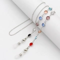 Silver eyewear chain with colorful round and teardrop faux gemstones and secure loops - Multicolor Glass Beaded Chain