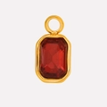 304 stainless steel geometric pendant with rectangular red glass stone in gold finish - Gold/Red