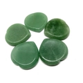 Set of five heart-shaped green aventurine thumb worry stones in a circular arrangement - Green Aventurine