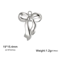 Silver stainless steel bow pendant charm for jewelry making 19x15.4mm 1.2g - Steel Color-070308