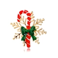 Weihnachts-Schneeflocken-Brosche mit roter Zuckerstange und grüner Schleife für Damen - C175-a