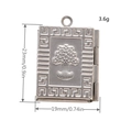 Silver 316L stainless steel book-shaped locket pendant with embossed tree design - Square Style F Small Tree 23*19mm